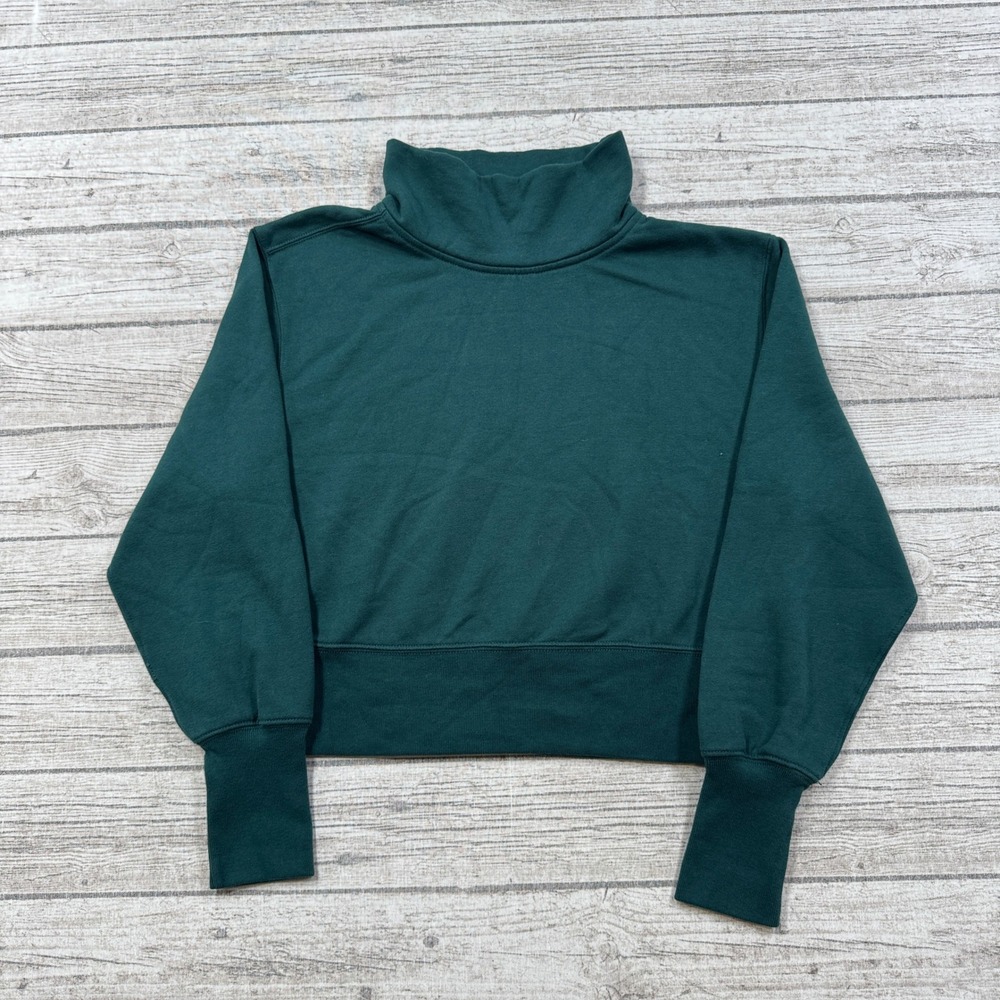 Y2K Abercrombie & Fitch Sweatshirt Women's Small Green Cropped Mockneck Pullover